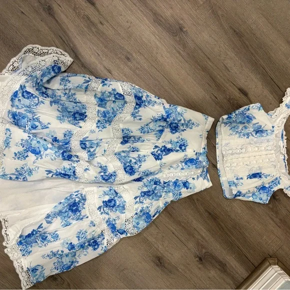 Altar'd State Blue and White Floral Skirt - Picture 1 of 9
